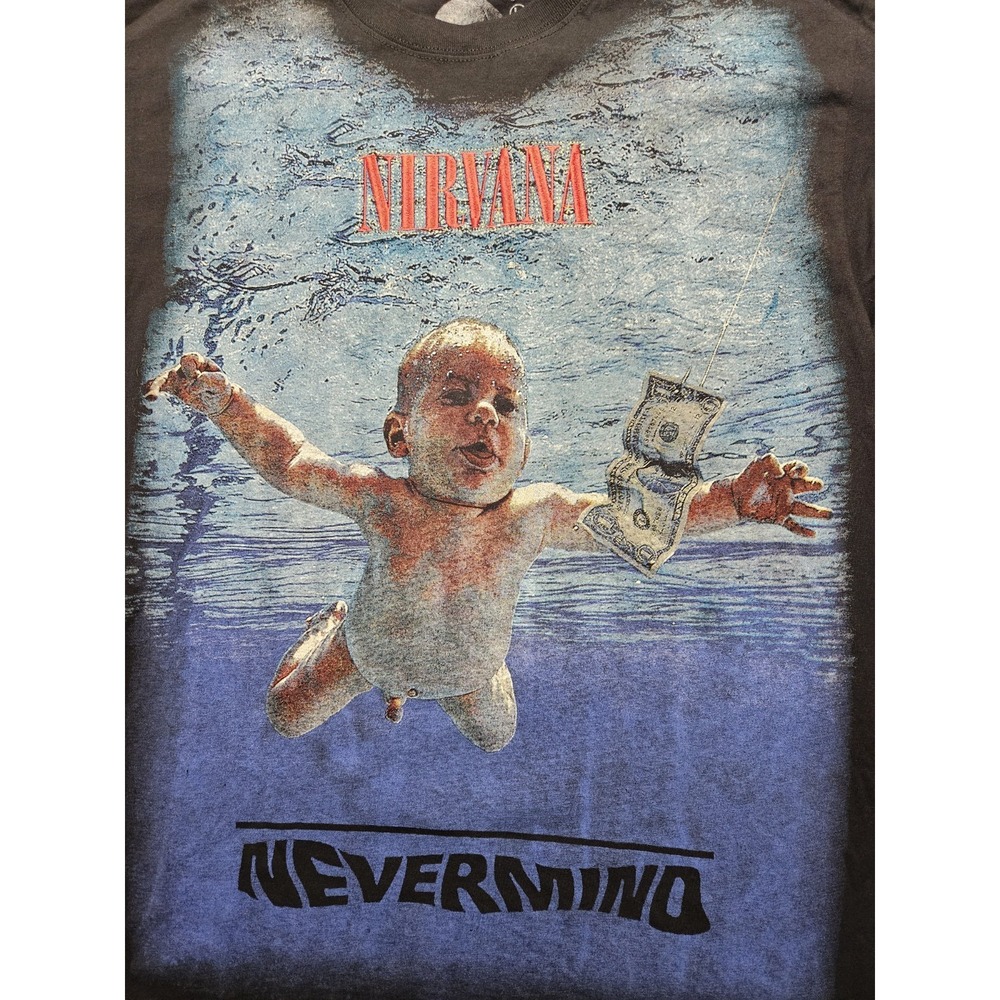 Nirvana Nevermind T Shirt Mens Black Rock & Death Embroidered Logo‎ L Band Tee - Picture 4 of 7
